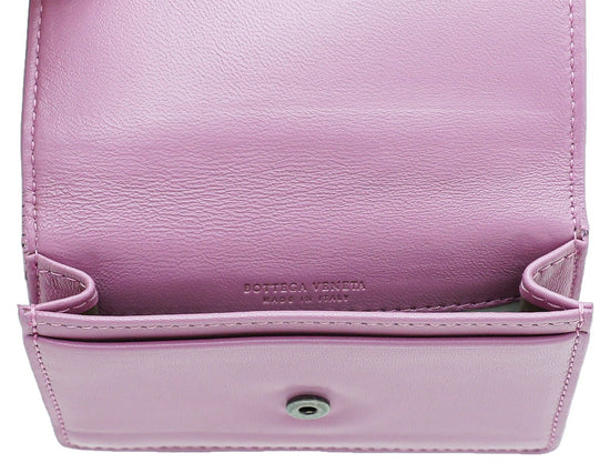 Bottega Veneta - Bottega Veneta Mauve Intrecciato Flap Card Wallet | The Closet