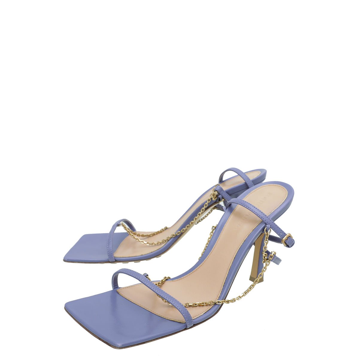 Bottega Veneta Mauve Nappa Stretch Chain Sandals 38.5-Bottega Veneta-THE CLOSET