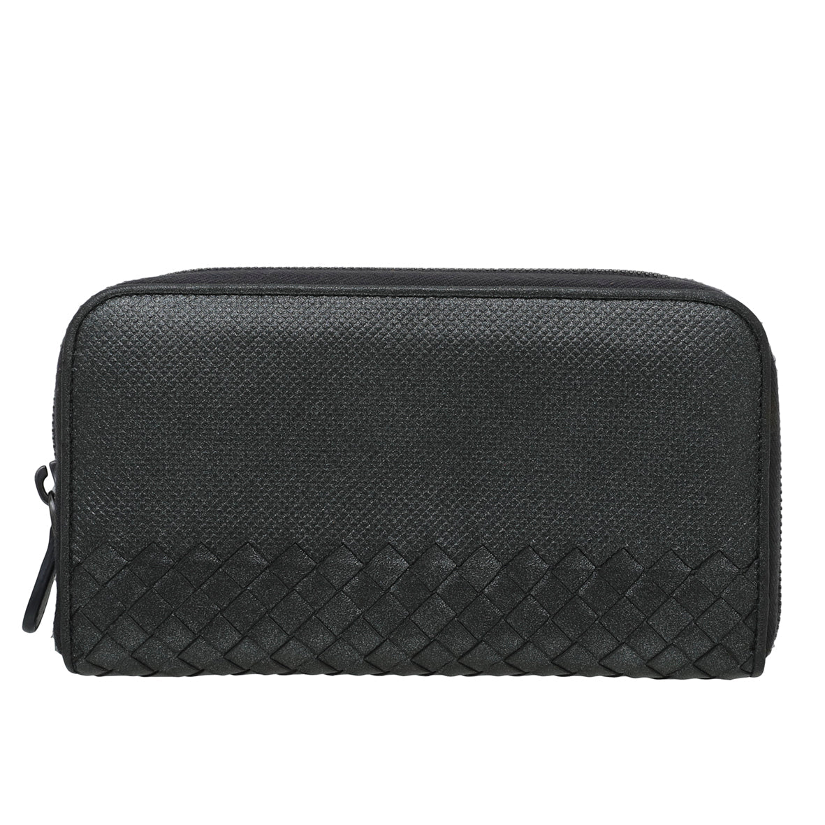 Bottega Veneta Metallic Dark grey Intrecciato Nappa Zip Around Wallet-Bottega Veneta-THE CLOSET