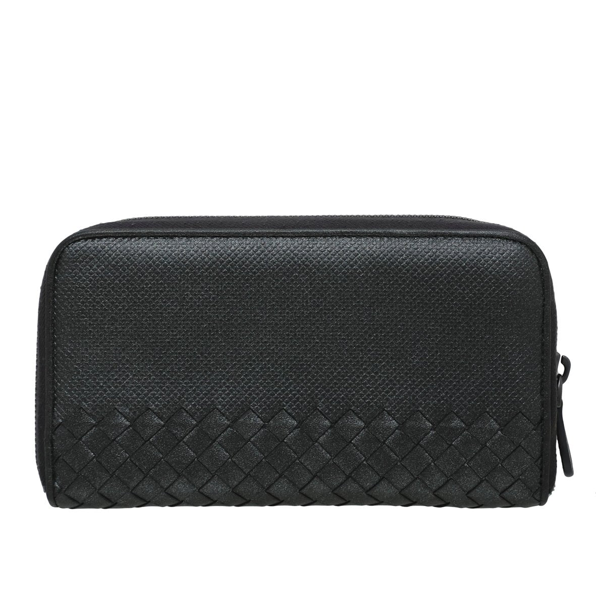 Bottega Veneta Metallic Dark grey Intrecciato Nappa Zip Around Wallet-Bottega Veneta-THE CLOSET