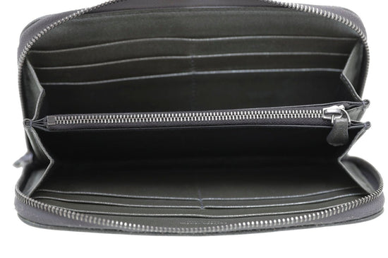 Bottega Veneta - Bottega Veneta Metallic Dark grey Intrecciato Nappa Zip Around Wallet | The Closet