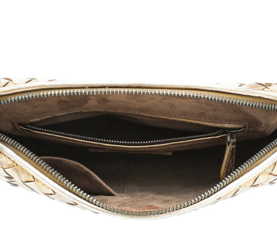 Bottega Veneta Metallic Silver Intrecciato Nodini Crossbody Bag – The Closet