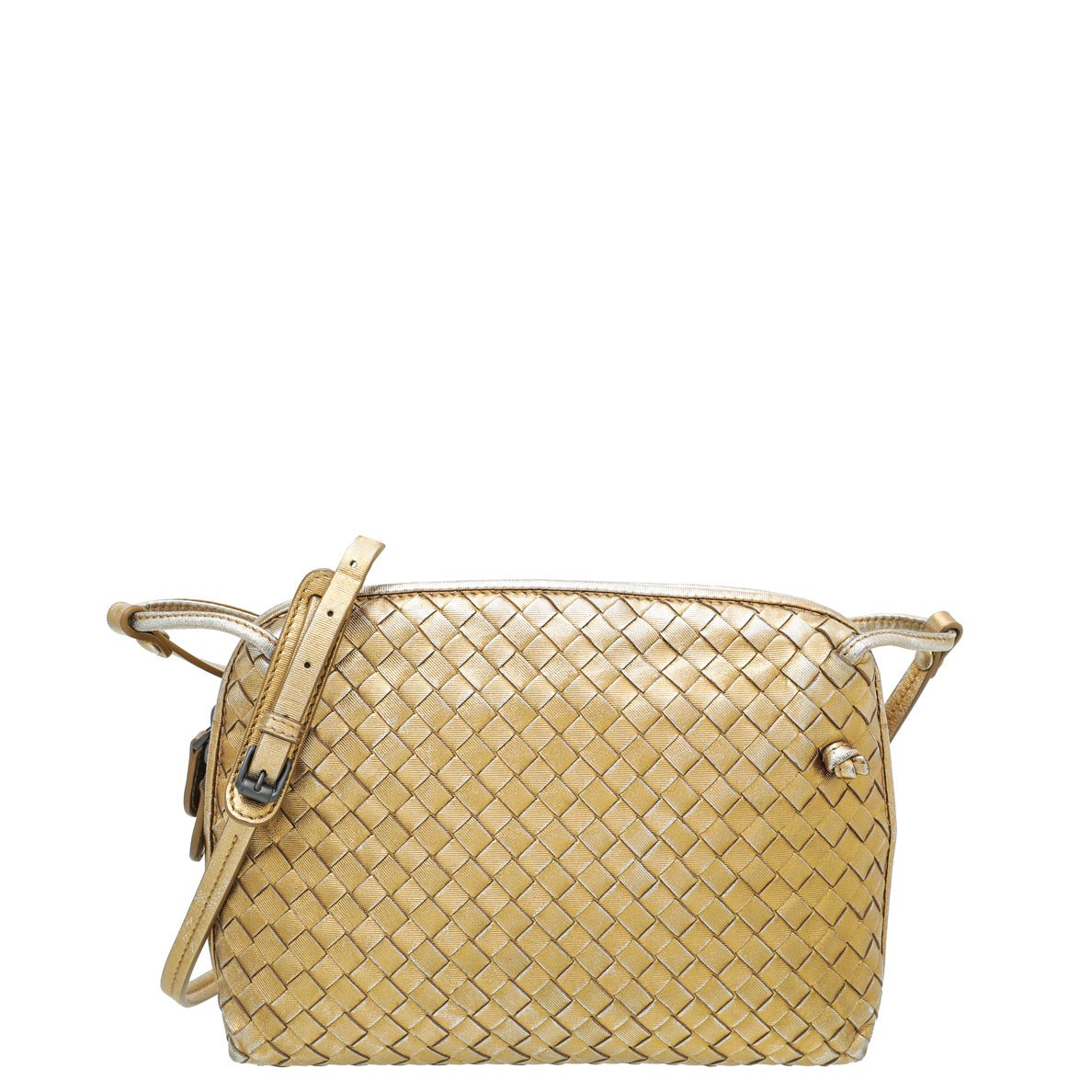 Bottega Veneta Metallic Gold Intrecciato Nodini Crossbody Bag-Celine-THE CLOSET