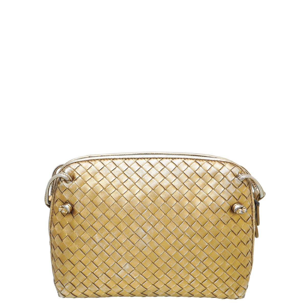 Bottega Veneta Metallic Gold Intrecciato Nodini Crossbody Bag-Celine-THE CLOSET