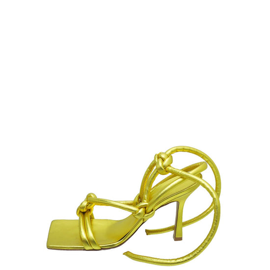 Bottega Veneta - Bottega Veneta Metallic Lime Nappa Knot Sandal 37 | The Closet