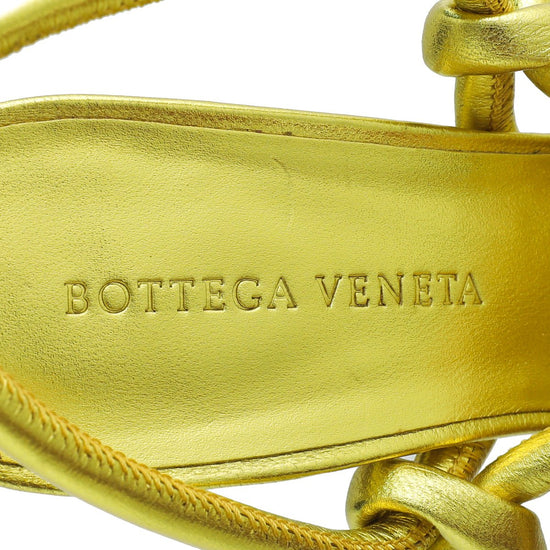 Bottega Veneta - Bottega Veneta Metallic Lime Nappa Knot Sandal 37 | The Closet