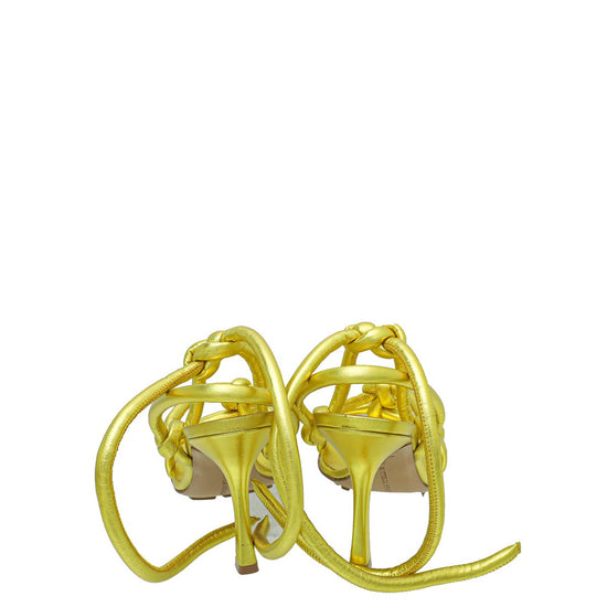 Bottega Veneta - Bottega Veneta Metallic Lime Nappa Knot Sandal 37 | The Closet