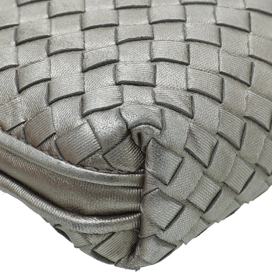 Bottega Veneta Silver Intrecciato Nodini Leather Crossbody Bag