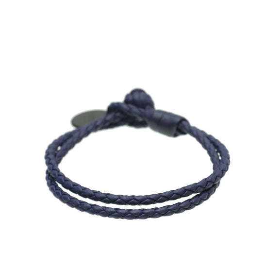 Bottega Veneta - Bottega Veneta Navy Blue Intrecciato Braided Bracelet Small | The Closet