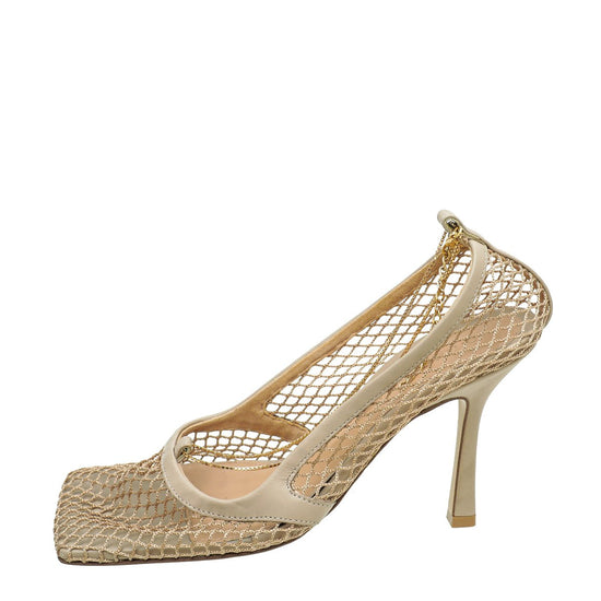 Bottega Veneta - Bottega Veneta Nude Stretch Chain Pump 38 | The Closet