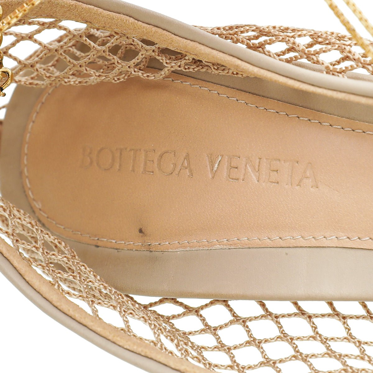 Bottega Veneta - Bottega Veneta Nude Stretch Chain Pump 38 | The Closet