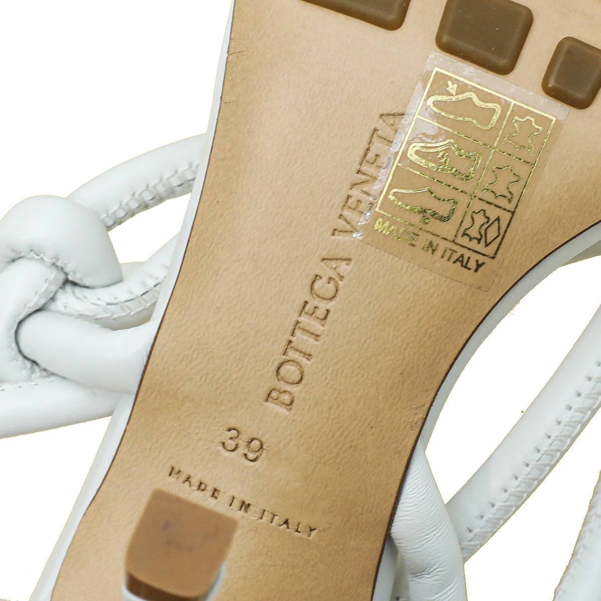 Bottega Veneta - Bottega Veneta Optic White Knot Sandals 39 | The Closet