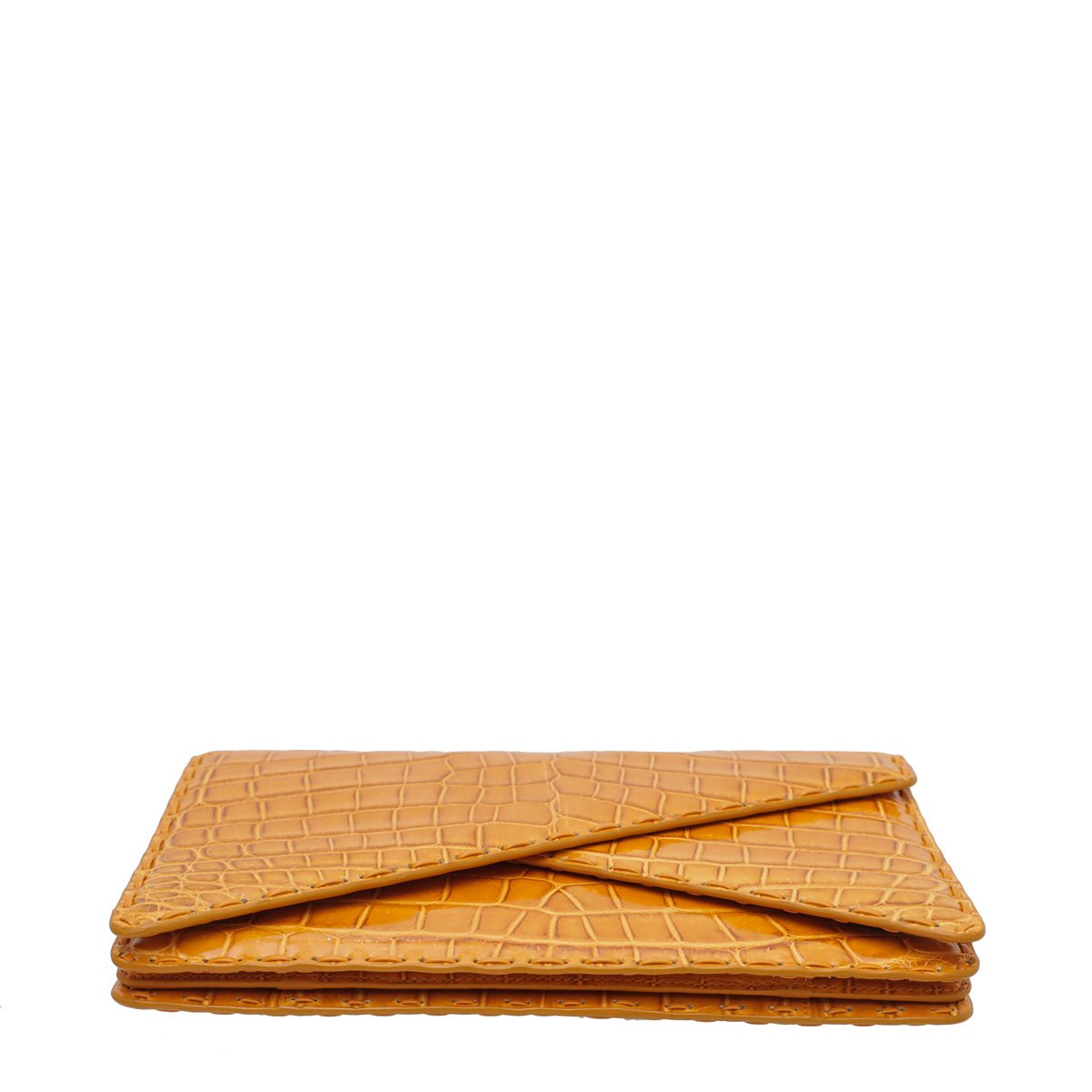 Bottega Veneta - Bottega Veneta Orange Crocodile Piano Crisscross Clutch | The Closet