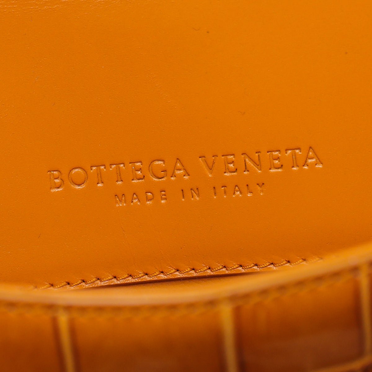 Bottega Veneta - Bottega Veneta Orange Crocodile Piano Crisscross Clutch | The Closet