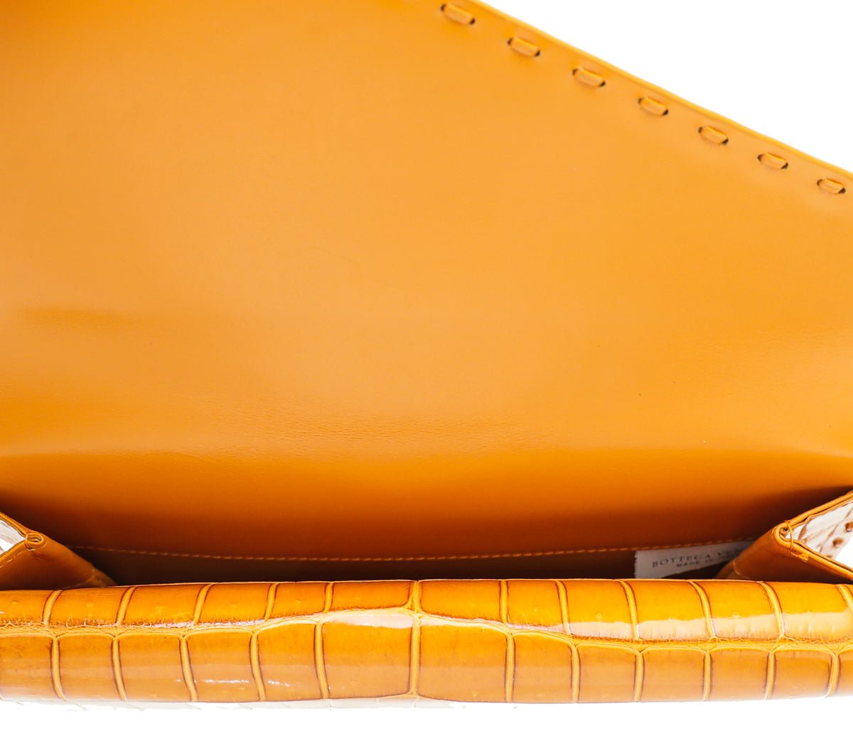 Bottega Veneta - Bottega Veneta Orange Crocodile Piano Crisscross Clutch | The Closet