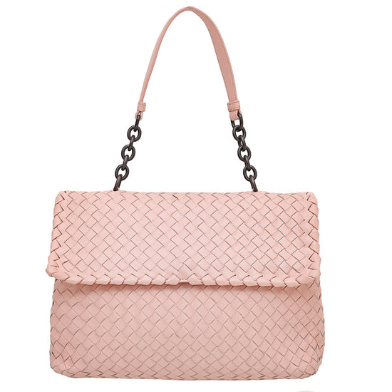 Bottega Veneta Light Pink Intrecciato Leather Women's Shoulder Bag  Handbag