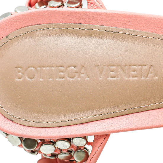 Bottega Veneta - Bottega Veneta Peach Sparkle Stretch Lace-Up Sandal 37 | The Closet