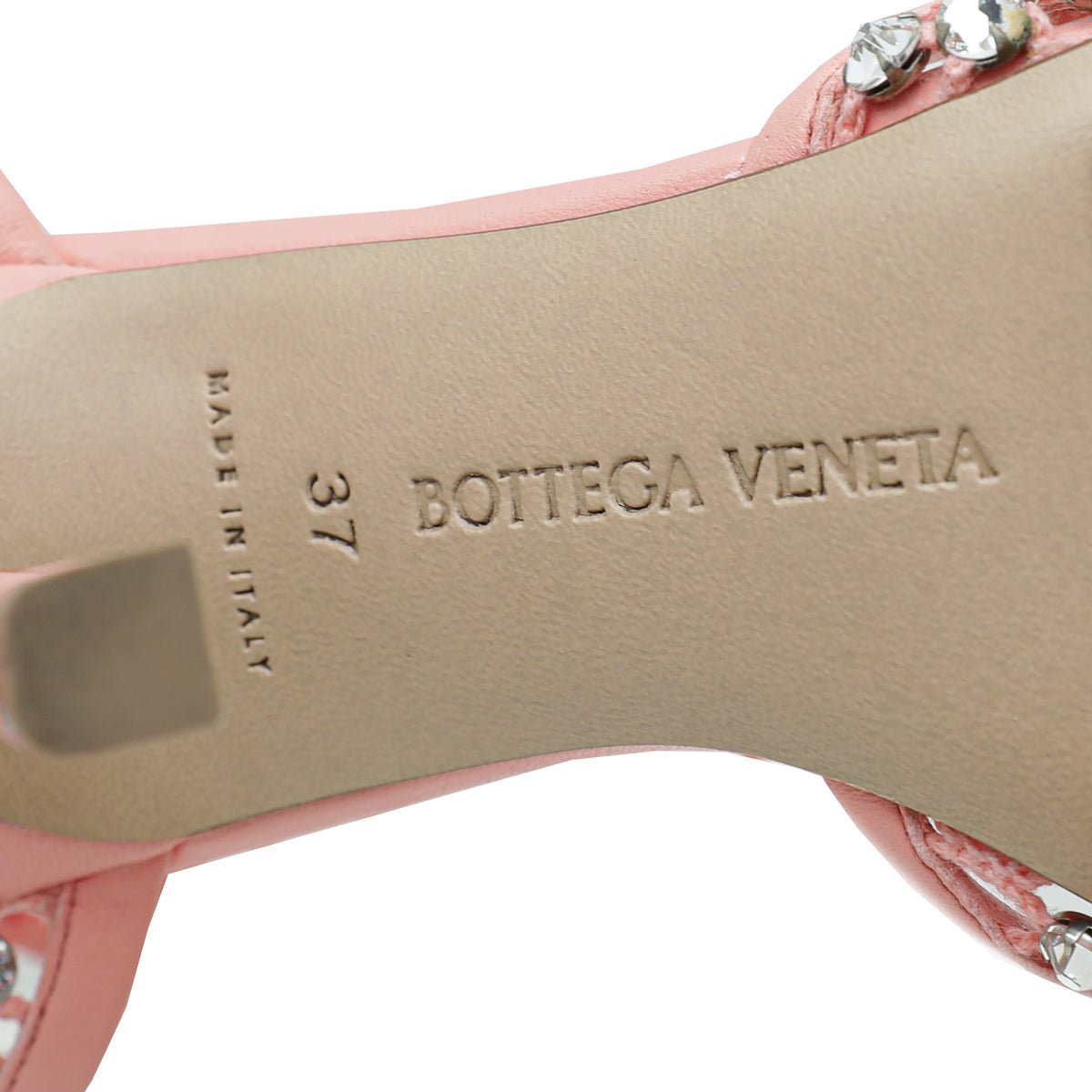 Bottega Veneta - Bottega Veneta Peach Sparkle Stretch Lace-Up Sandal 37 | The Closet