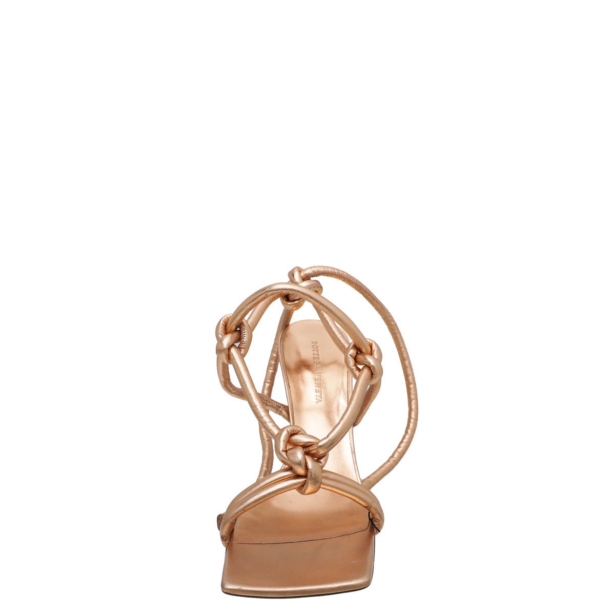 Bottega Veneta Rose Gold Nappa Knot Sandal 39.5-Bottega Veneta-THE CLOSET