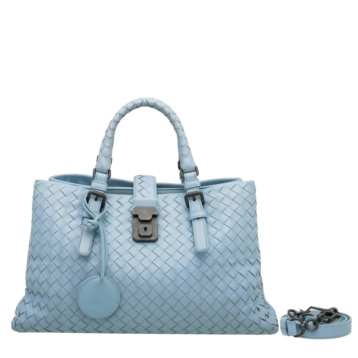 Bottega Veneta Sky Blue Intrecciato Roma Small Bag-Bottega Veneta-THE CLOSET