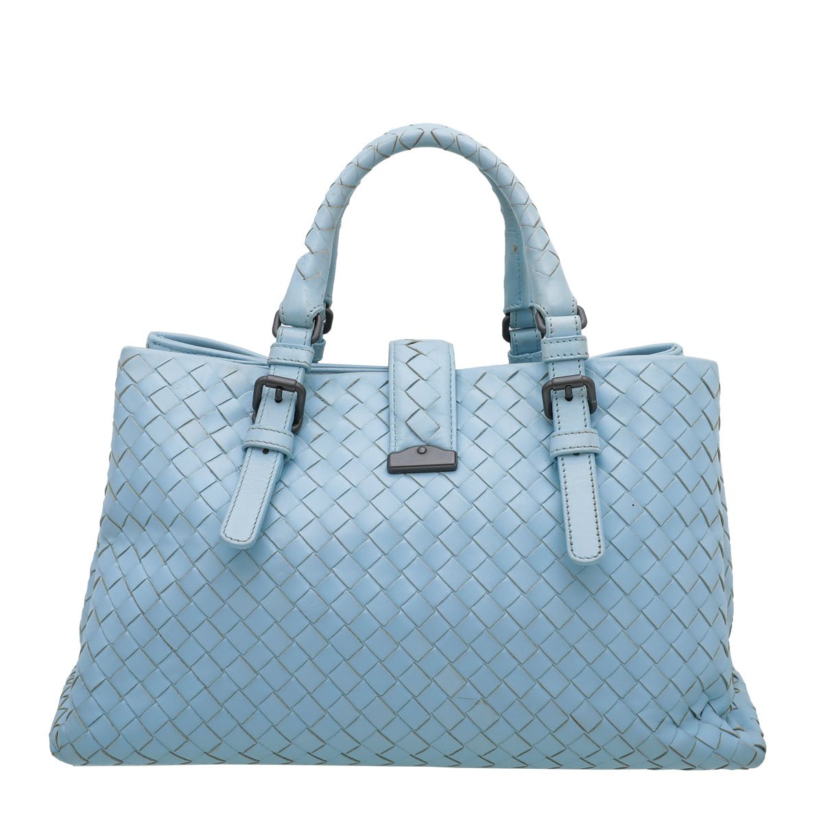 Bottega Veneta Sky Blue Intrecciato Roma Small Bag-Bottega Veneta-THE CLOSET
