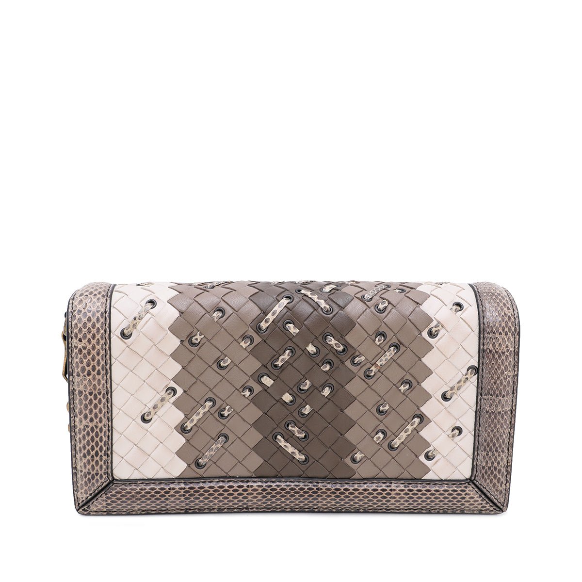Bottega Veneta Tricolor Mist Intrecciato Club Stitch Olimpia Knot Clutch-Bottega Veneta-THE CLOSET