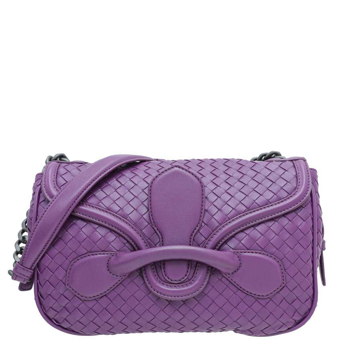 Bottega Veneta Violet Intrecciato Rialto Flap Bag-Bottega Veneta-THE CLOSET