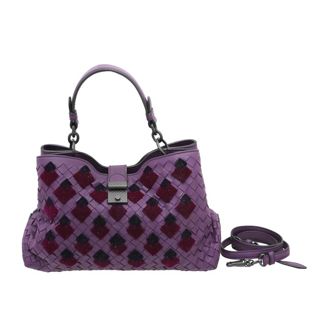 Bottega Veneta Violet Intrecciato Woven Tote Bag-Bottega Veneta-THE CLOSET
