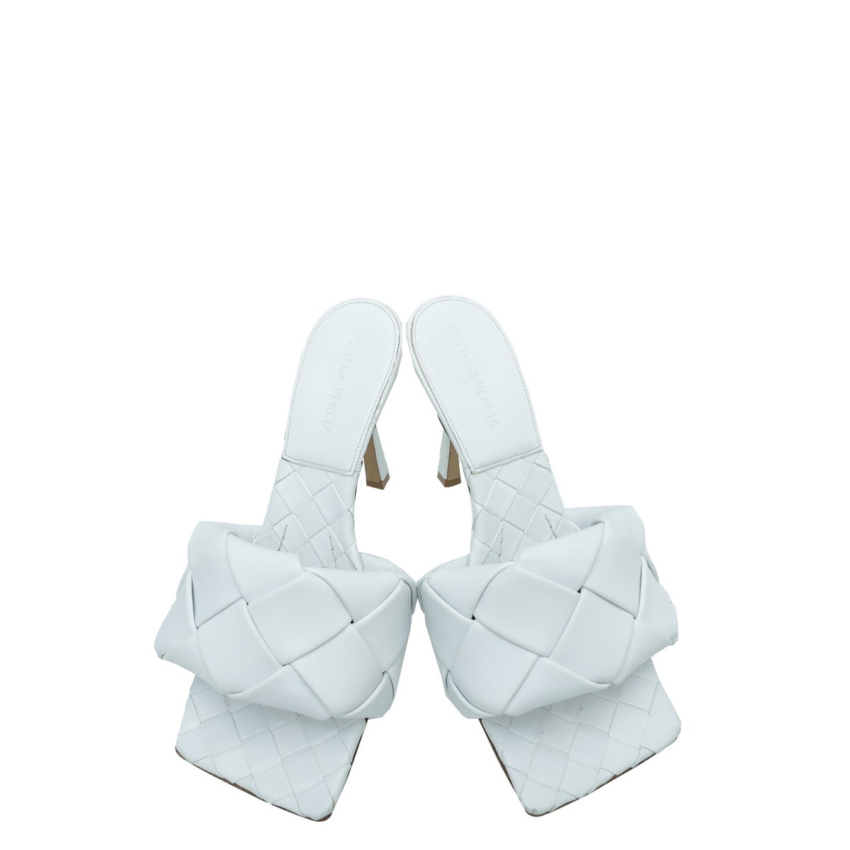 Bottega Veneta - Bottega Veneta White Intrecciato Nappa Lido Mules 38 | The Closet