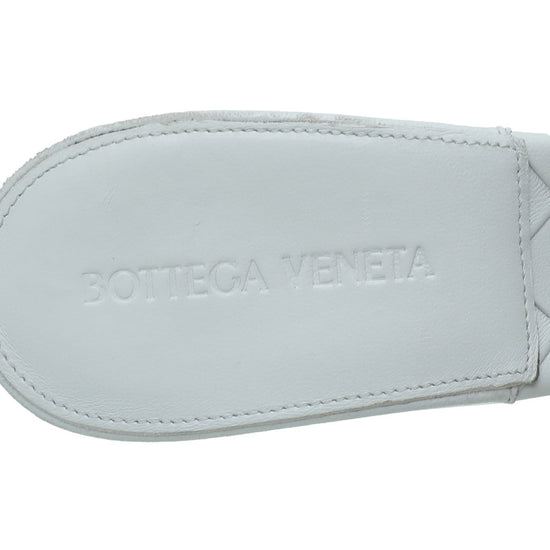 Bottega Veneta - Bottega Veneta White Intrecciato Nappa Lido Mules 38 | The Closet