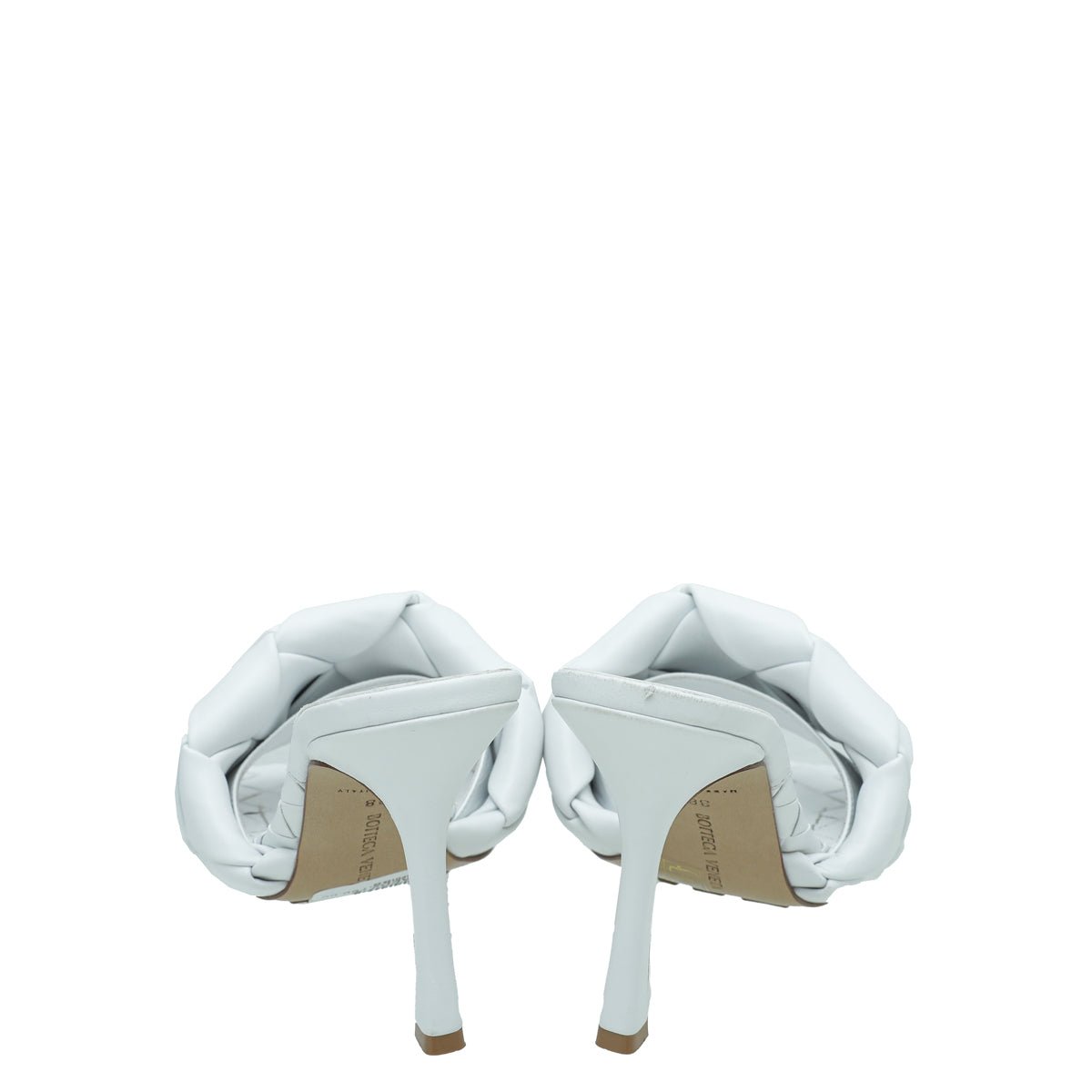 Bottega Veneta - Bottega Veneta White Intrecciato Nappa Lido Mules 38 | The Closet