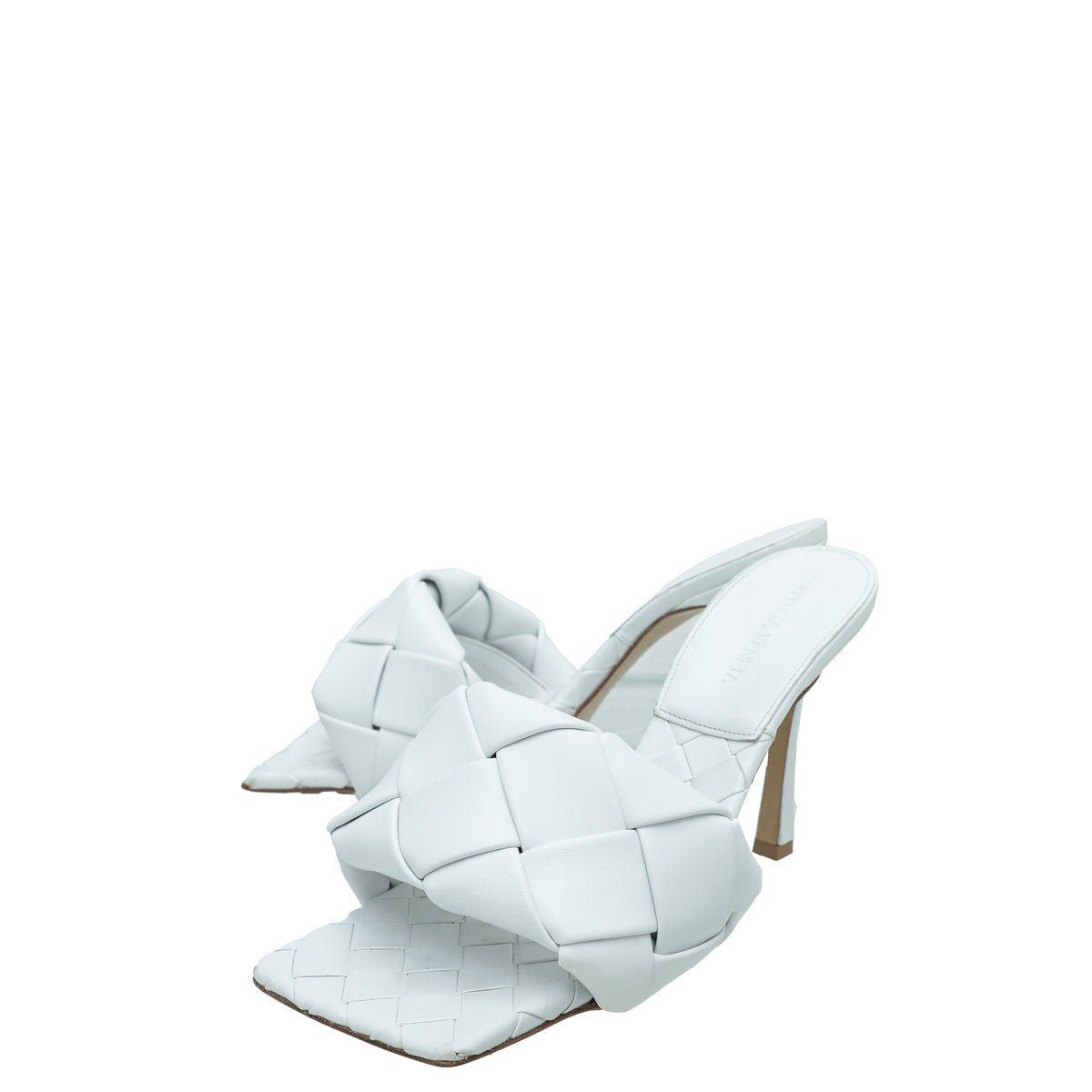 Bottega Veneta White Intrecciato Nappa Lido Mules 38-Bottega Veneta-THE CLOSET