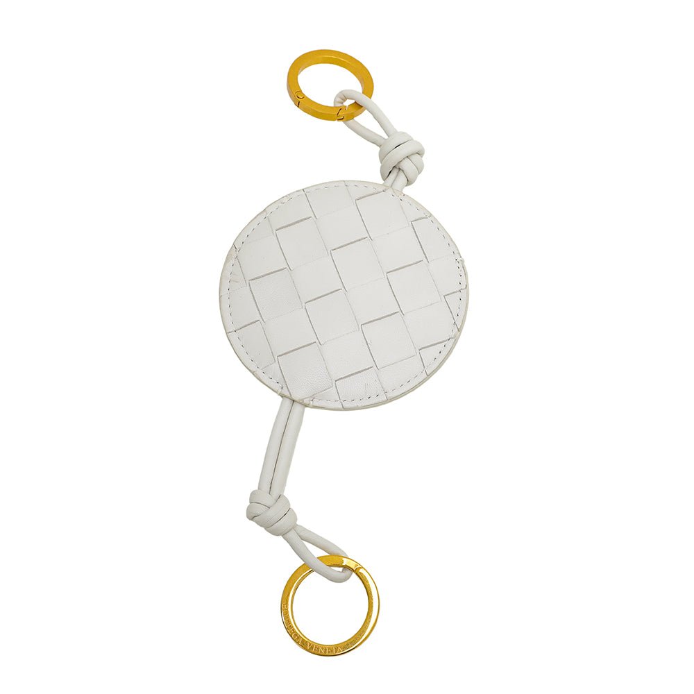 Bottega Veneta White Intrecciato Nappa Round Key Case-Bottega Veneta-THE CLOSET