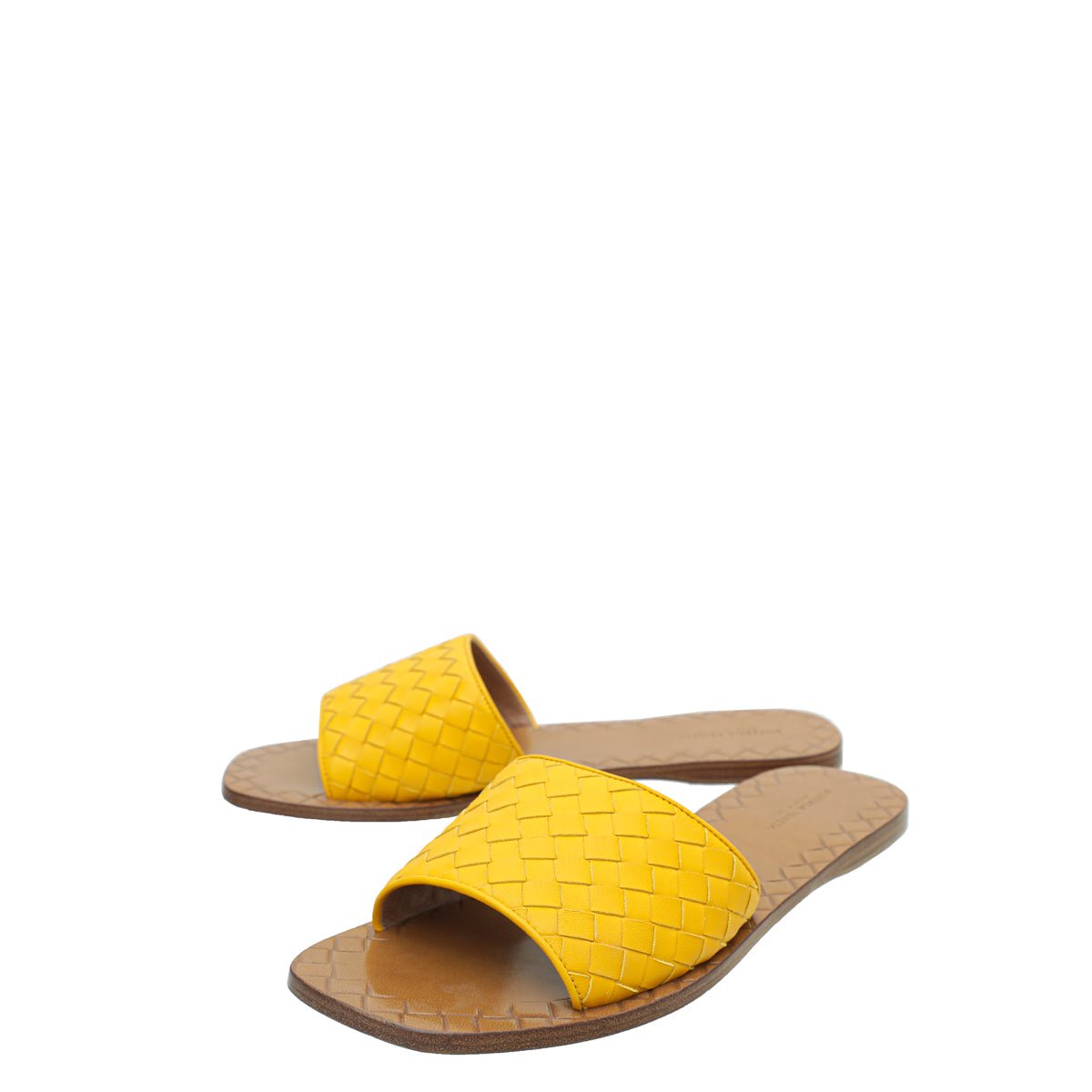 Bottega Veneta Yellow Intrecciato Flat Sandal 39-Bottega Veneta-THE CLOSET