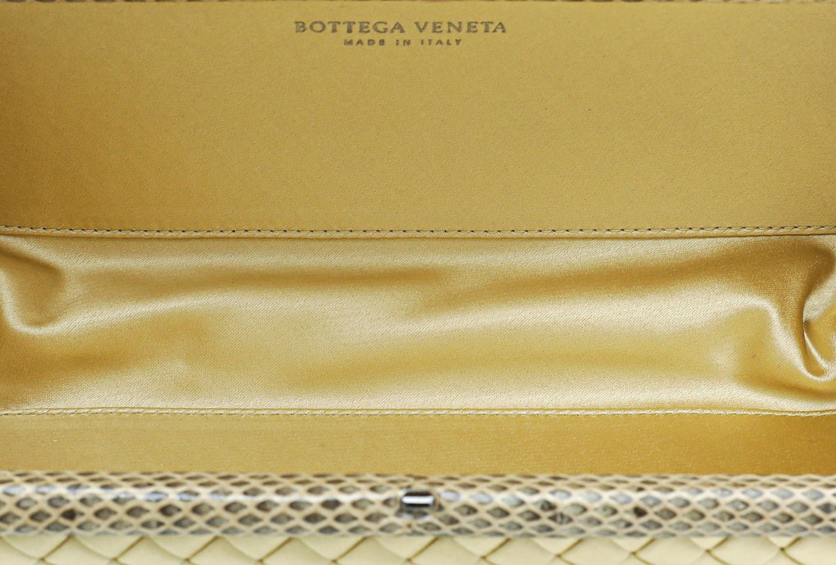 Bottega Veneta - Bottega Veneta Yellow Intrecciato Stretch Knot Clutch | The Closet