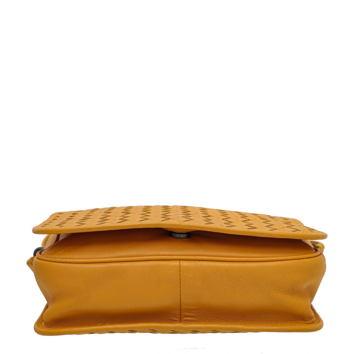 Bottega Veneta - Bottega Veneta Yellow Orange Intrecciato Full Flap Crossbody Bag | The Closet