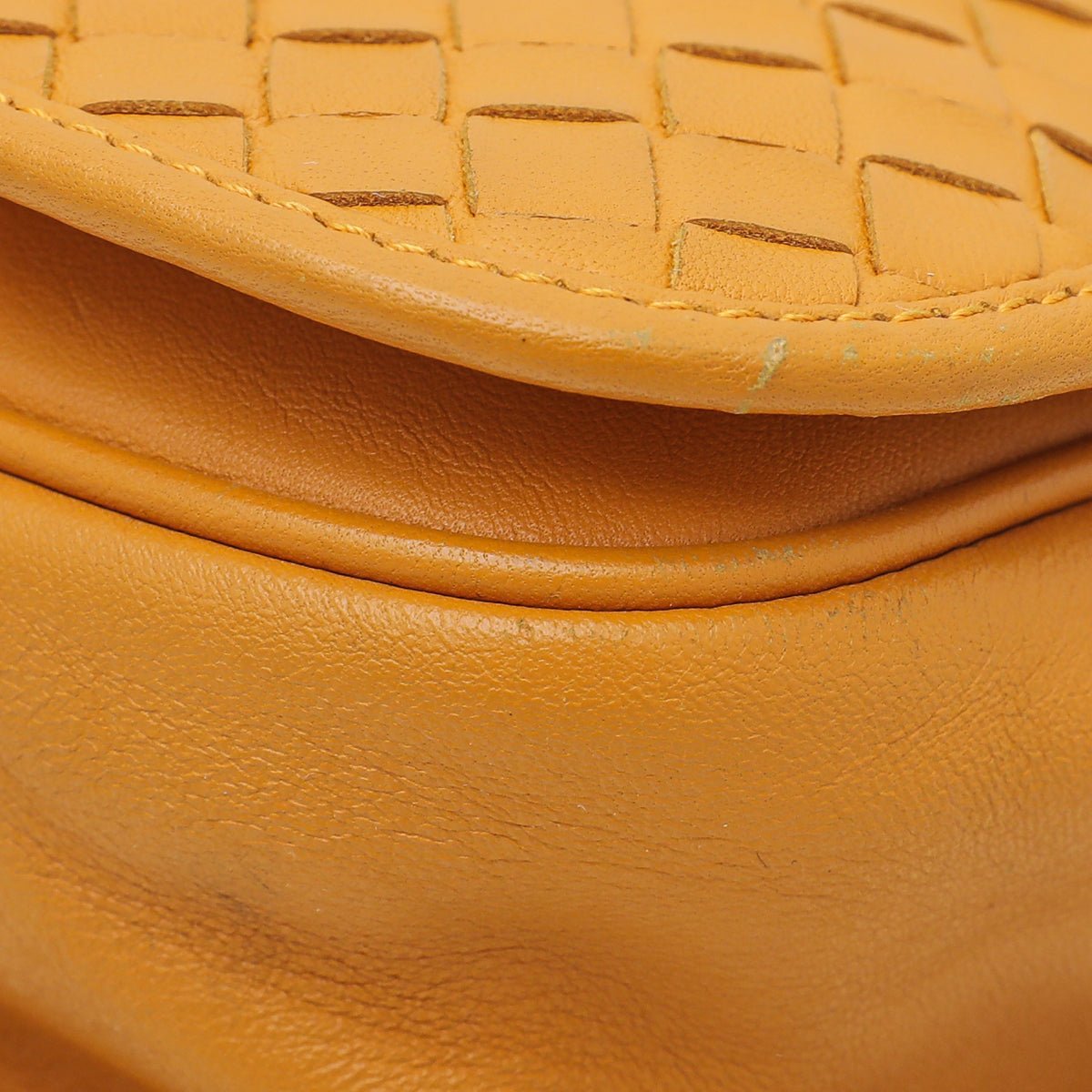 Bottega Veneta - Bottega Veneta Yellow Orange Intrecciato Full Flap Crossbody Bag | The Closet