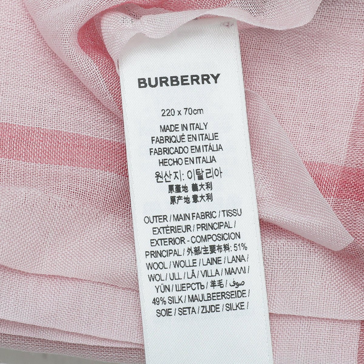 Burberry Alabaster Pink Giant Check Gauze Scarf – THE CLOSET