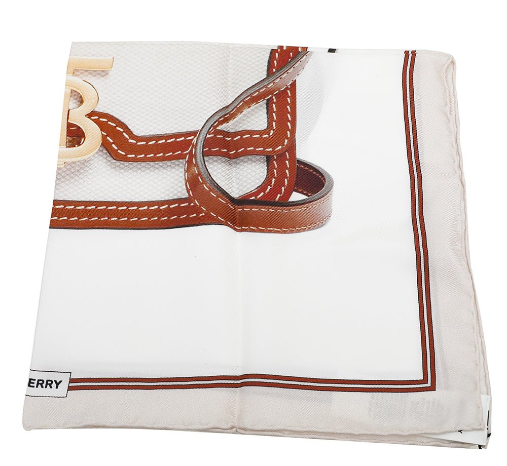 Burberry Beige TB Bag Print Square Silk Scarf-Burberry-THE CLOSET