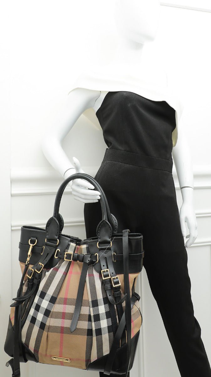 Burberry Bicolor Bridle Whipstitch Large Tote Bag-Burberry-THE CLOSET