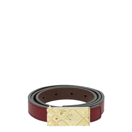 Burberry - Burberry Bicolor Check Embossed Reversible Buckle 20mm Belt 32 | The Closet