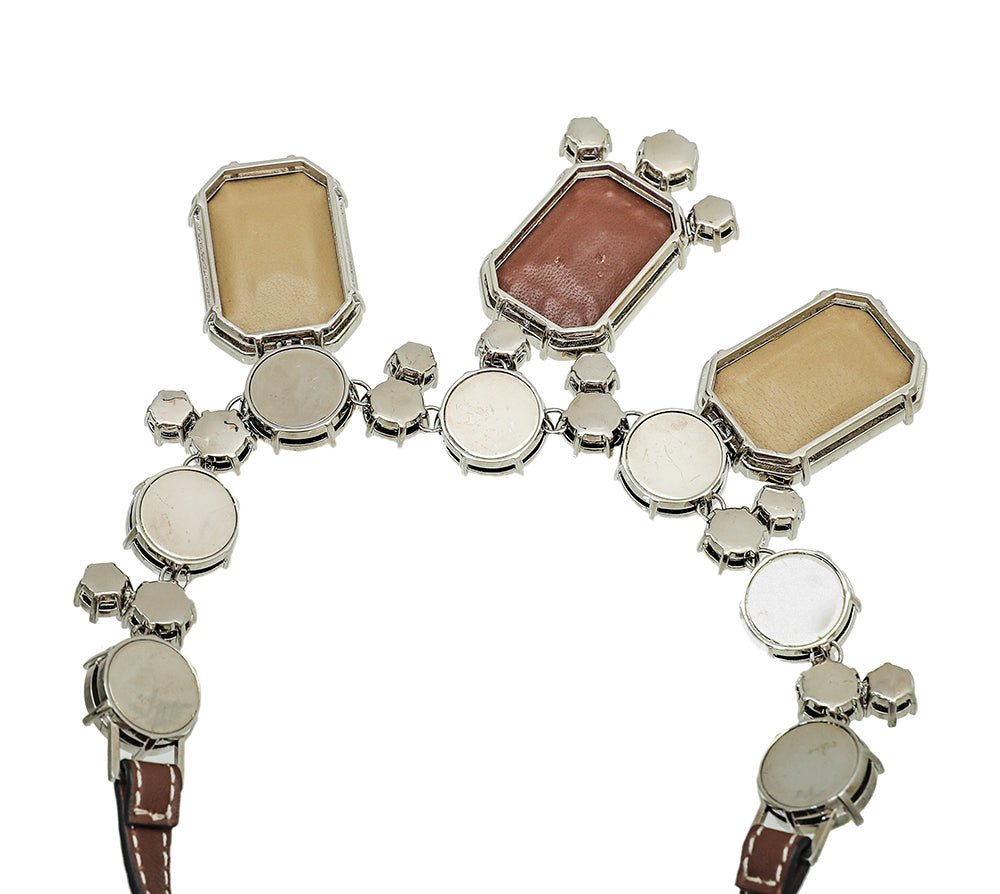 Burberry Bicolor Crystal & Leather Statement Collar Necklace-Burberry-THE CLOSET