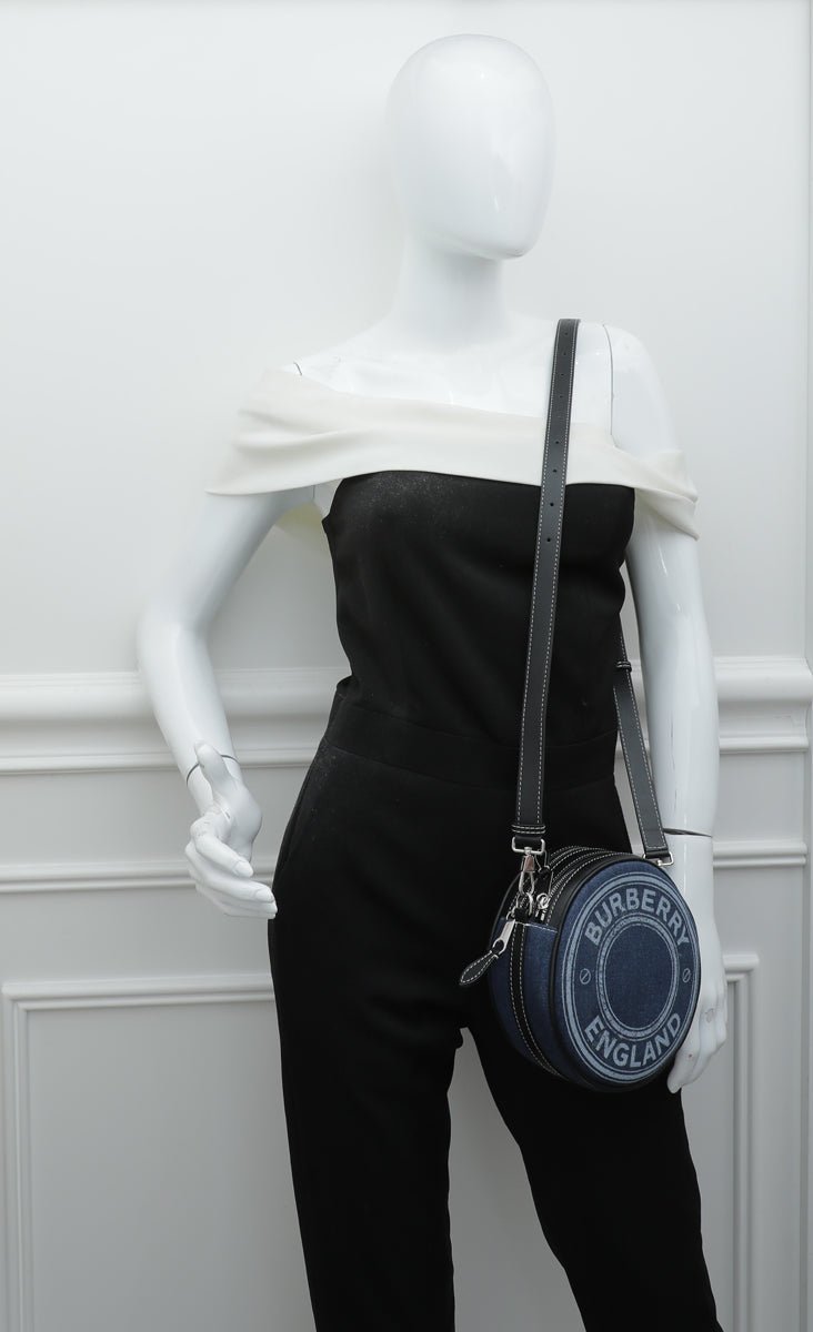 Burberry Bicolor Denim Graphic Logo Louise Round Bag-Burberry-THE CLOSET