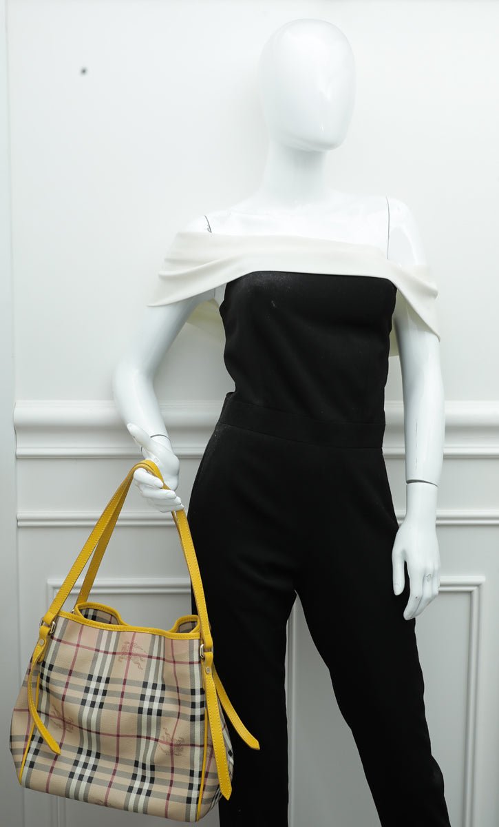 Burberry Bicolor Haymarket Canterbury Tote Medium Bag-Burberry-THE CLOSET