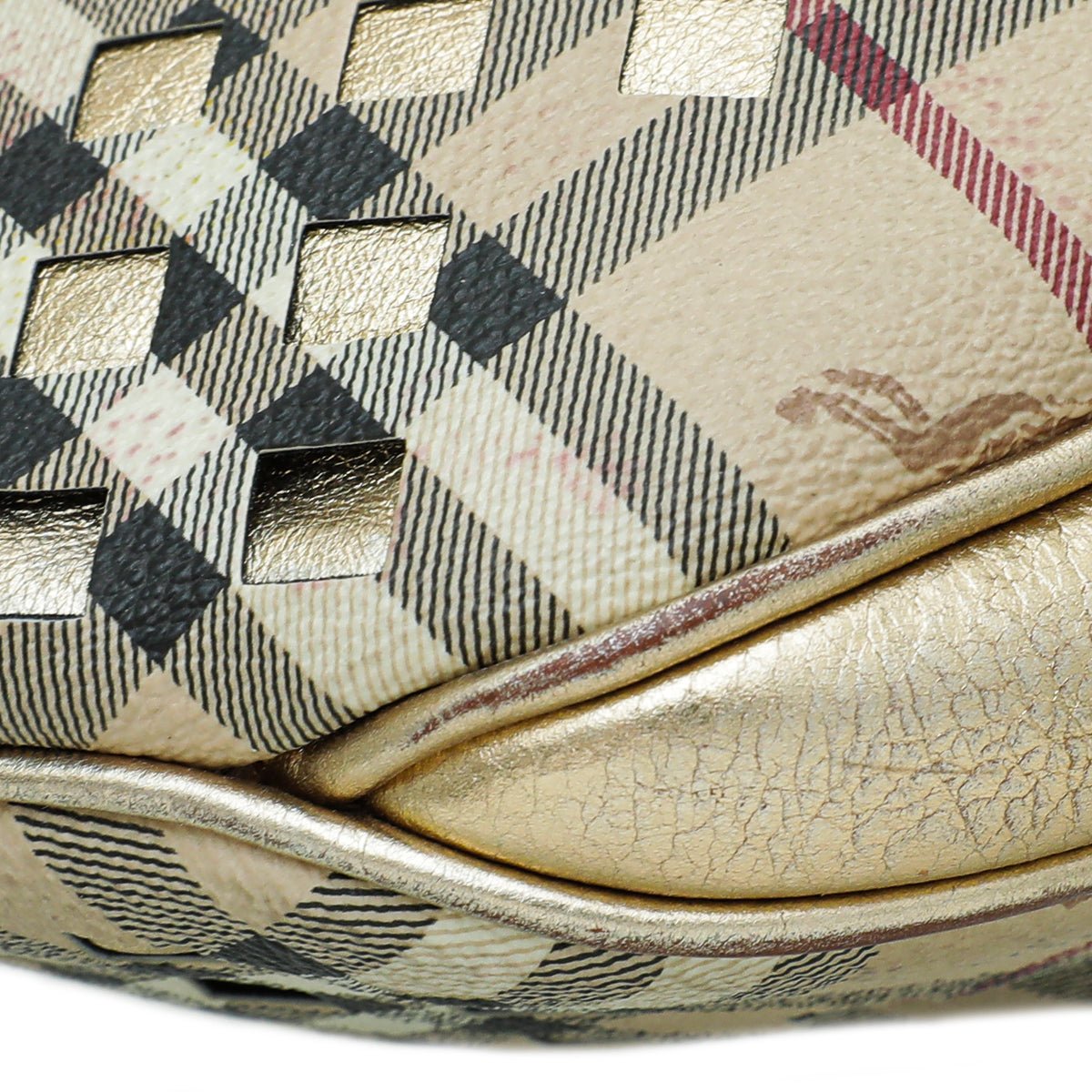 Burberry Bicolor Haymarket Check Cutout Drawstring Hobo Bag-Burberry-THE CLOSET