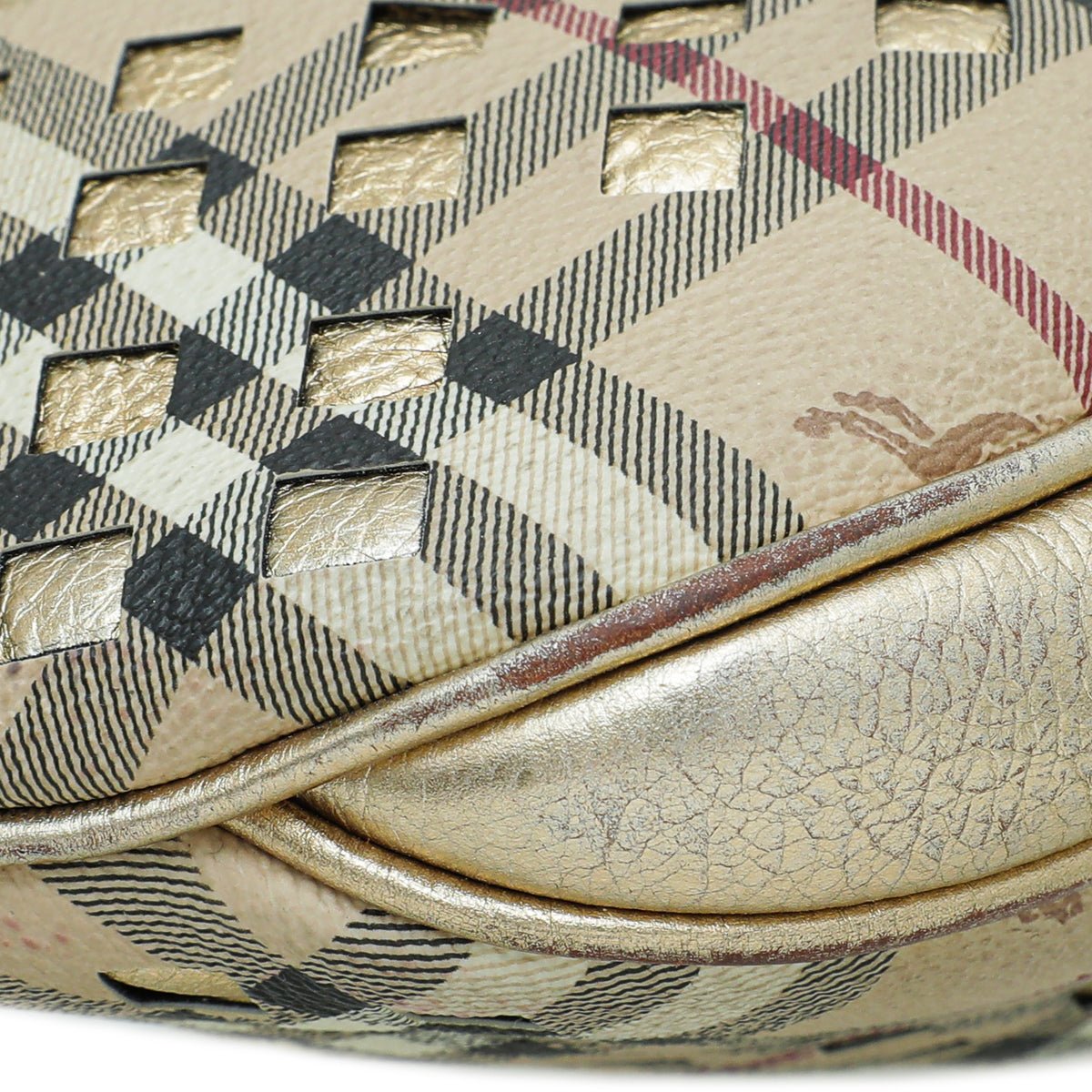 Burberry Bicolor Haymarket Check Cutout Drawstring Hobo Bag-Burberry-THE CLOSET