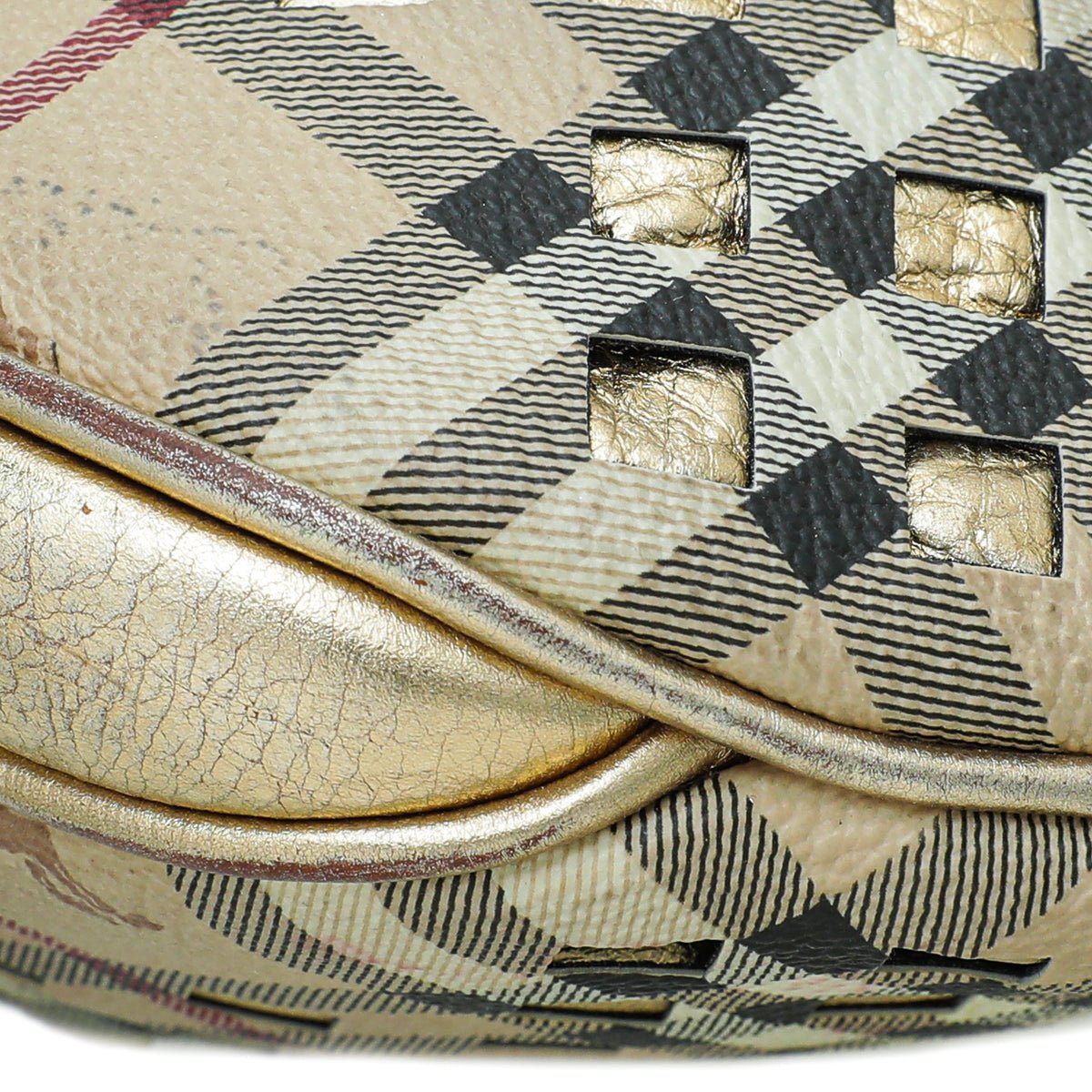 Burberry Bicolor Haymarket Check Cutout Drawstring Hobo Bag-Burberry-THE CLOSET