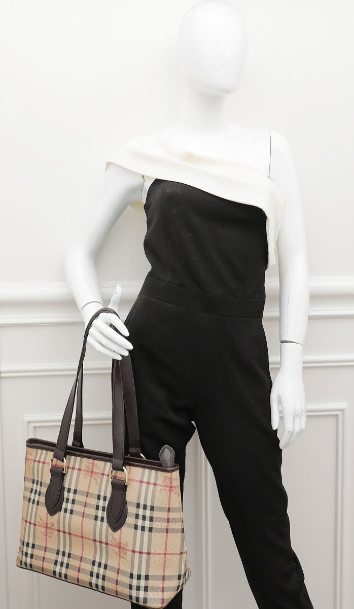 Burberry Bicolor Haymarket Regent Tote Bag-Burberry-THE CLOSET