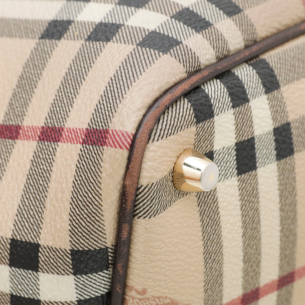 Burberry Bicolor Haymarket Regent Tote Bag-Burberry-THE CLOSET