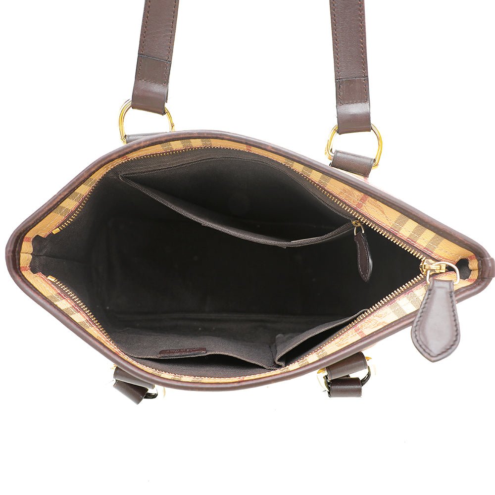 Burberry Bicolor Haymarket Regent Tote Bag-Burberry-THE CLOSET